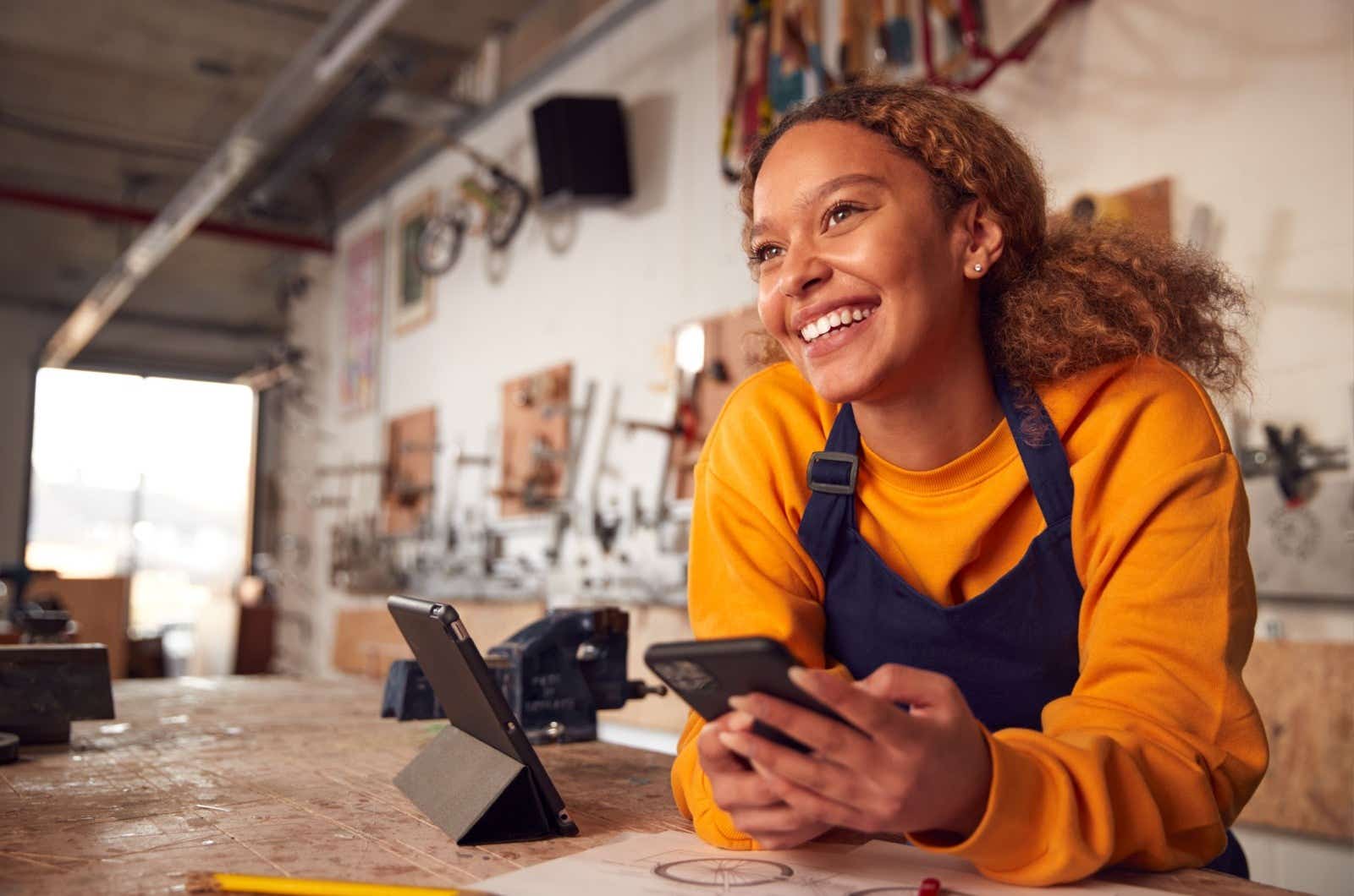 Happy business owner