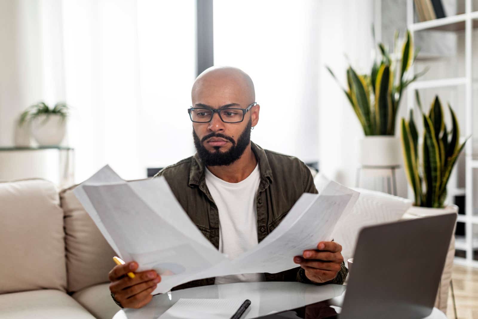 Businessman doing his paperwork