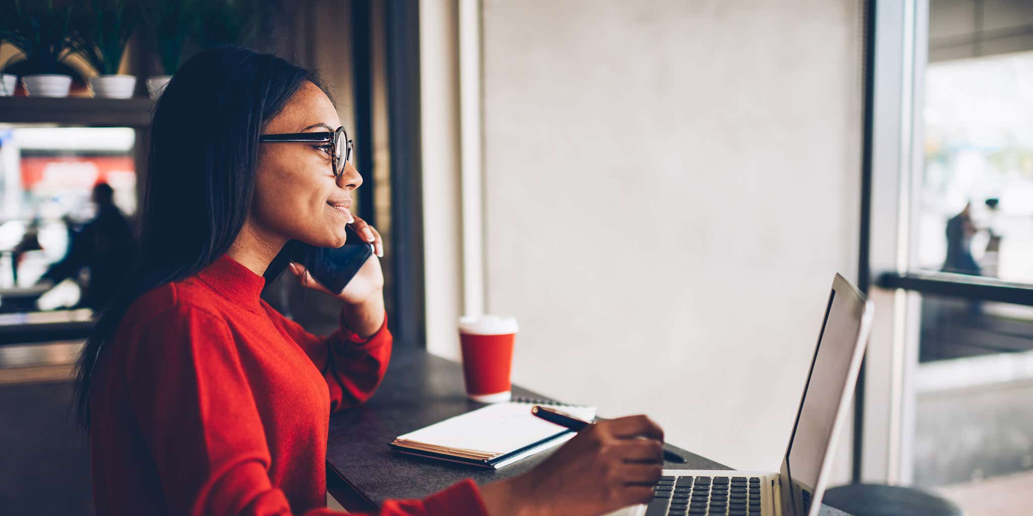 woman working on laptop