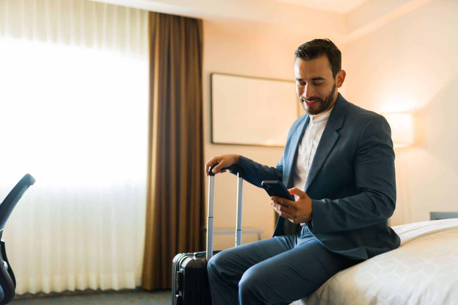 Businessman in a hotel room.