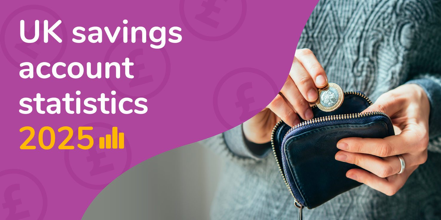 Banner graphic with the title: UK savings account statistics 2025