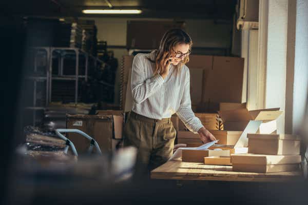 Woman filling orders in an online business