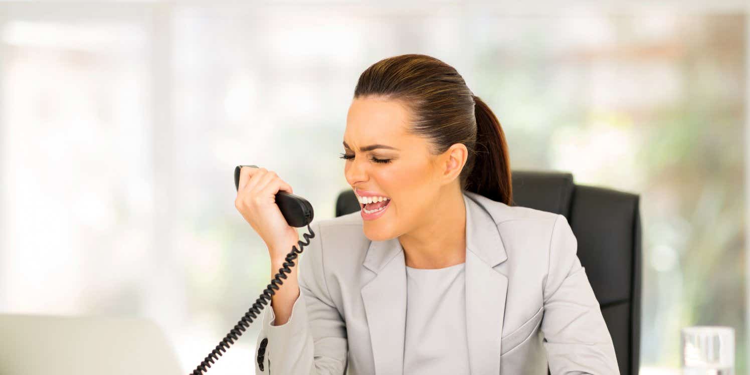 Woman shouting on phone