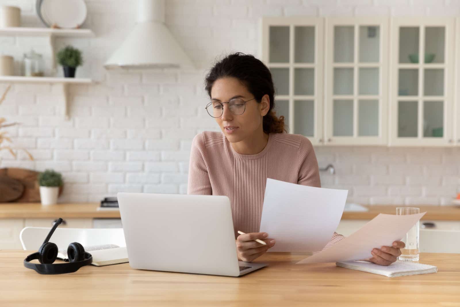 Businesswoman working from home