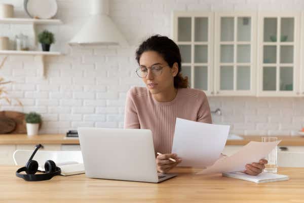 Businesswoman working from home