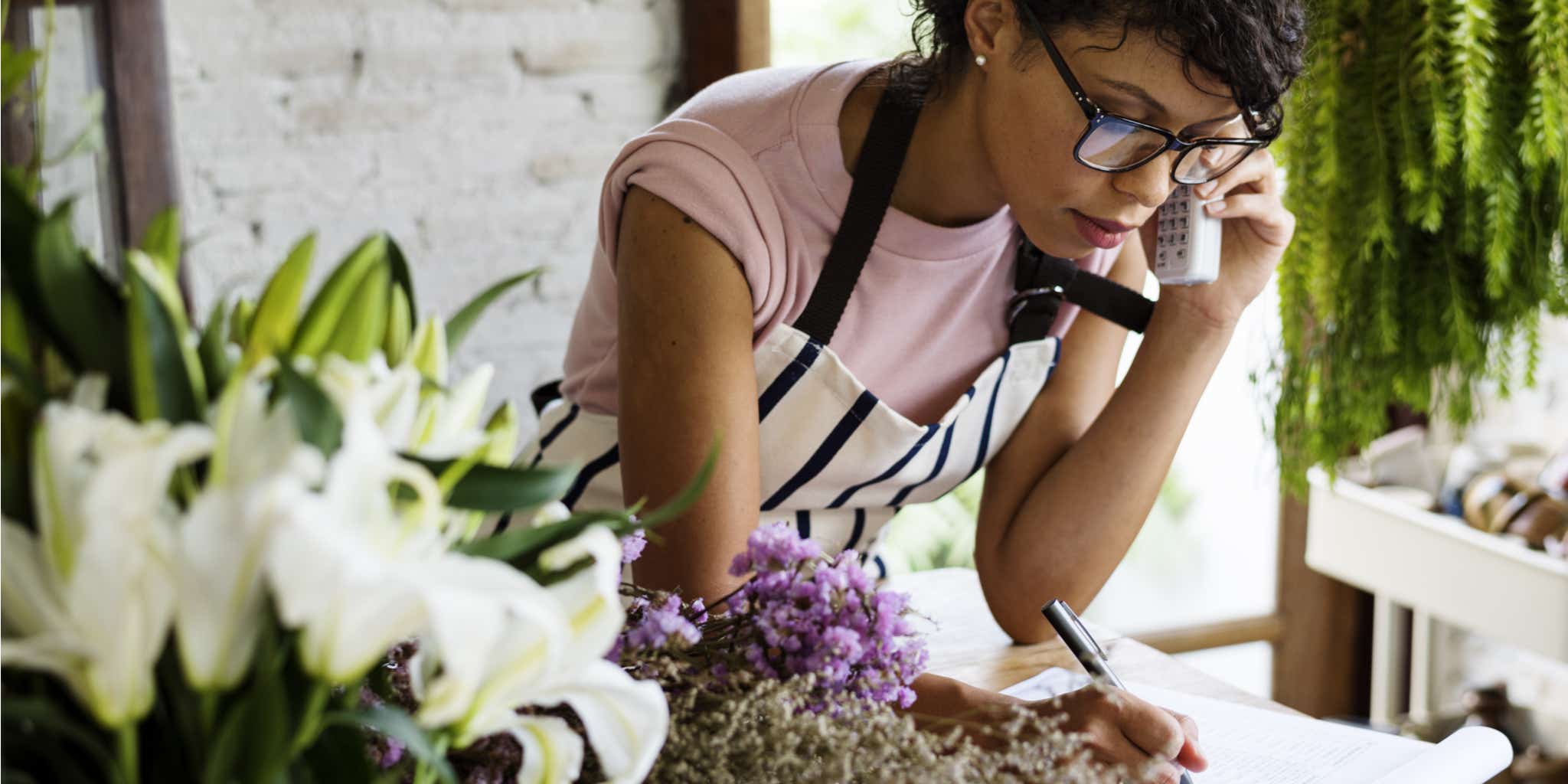 Woman woking in florist