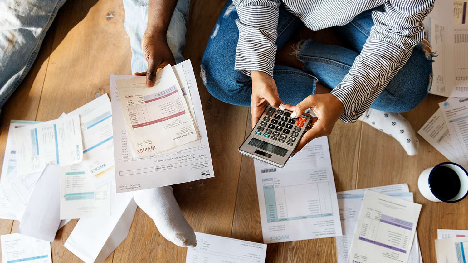 Calculator and papers on desk