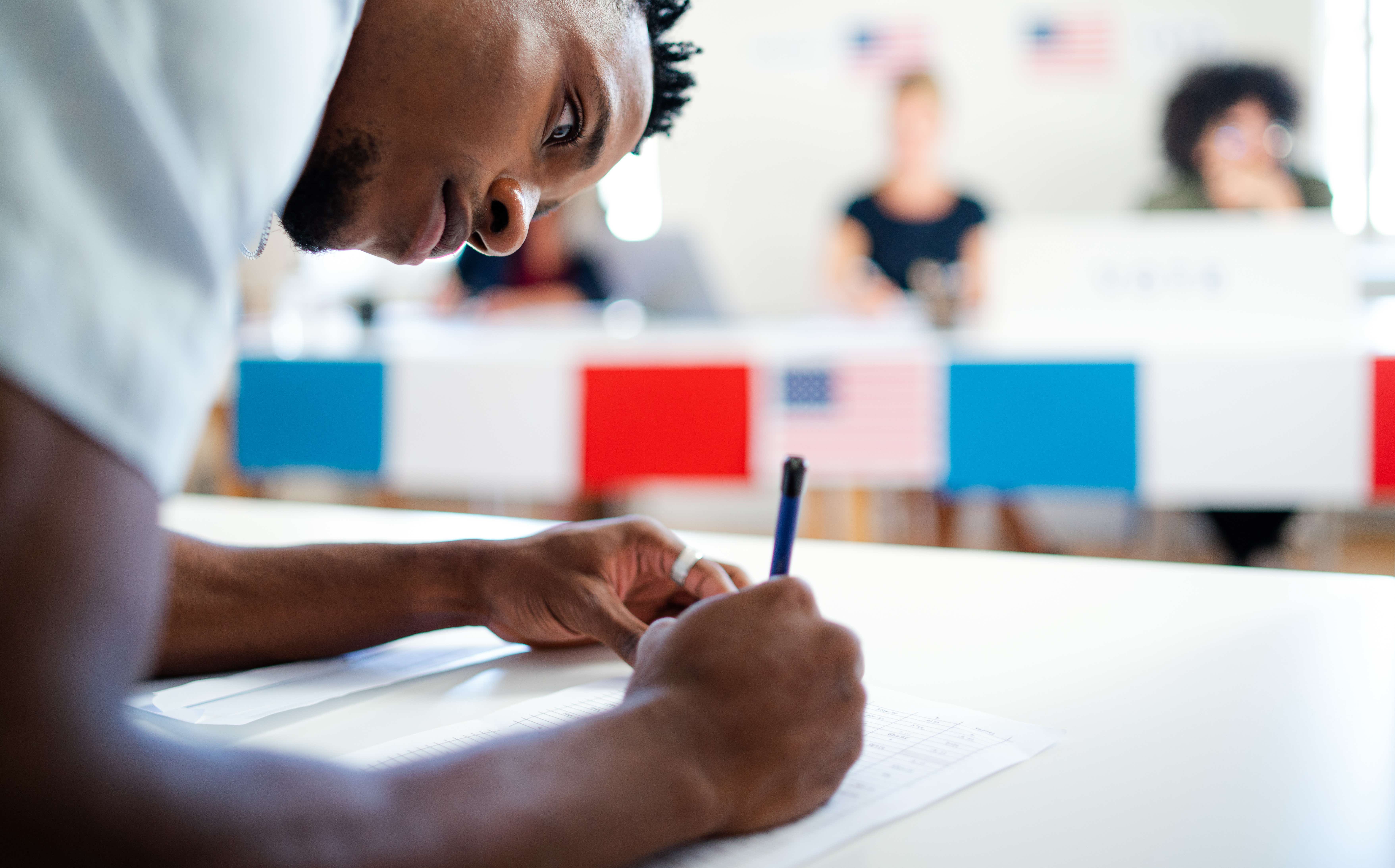 Black man voter in polling election 