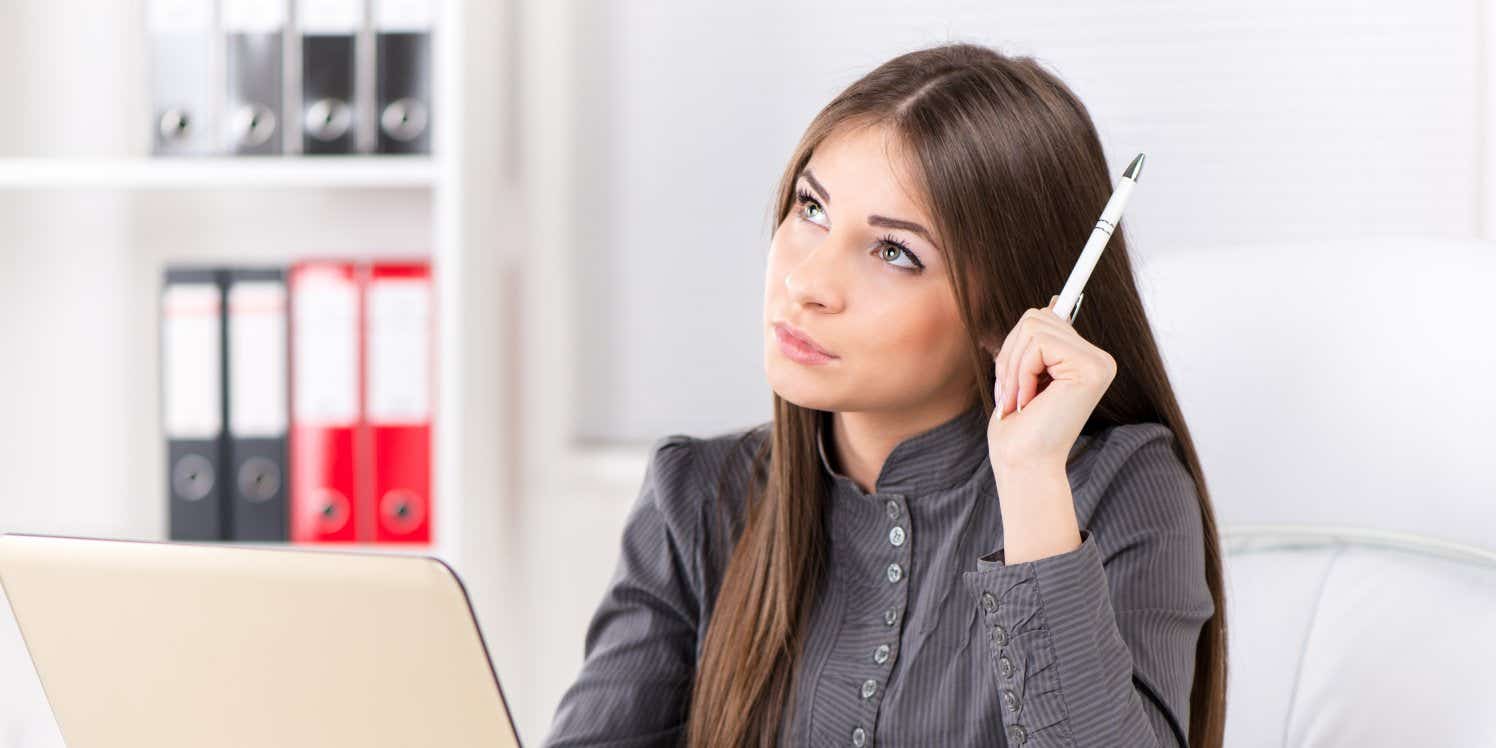 Business woman working on laptop