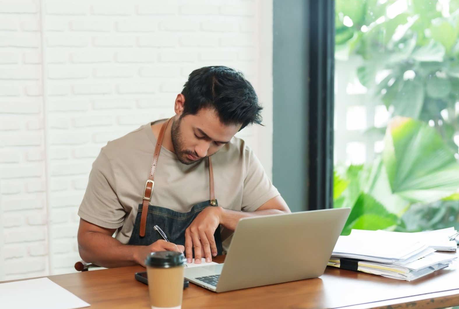 Businessman working on his laptop