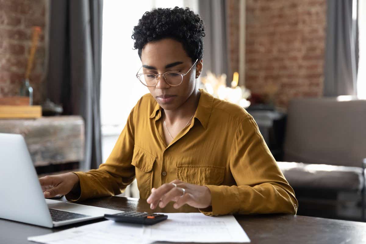 woman calculating tax