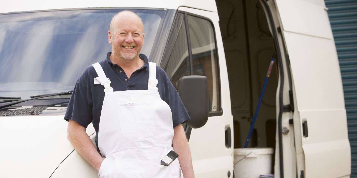 Man standing by van