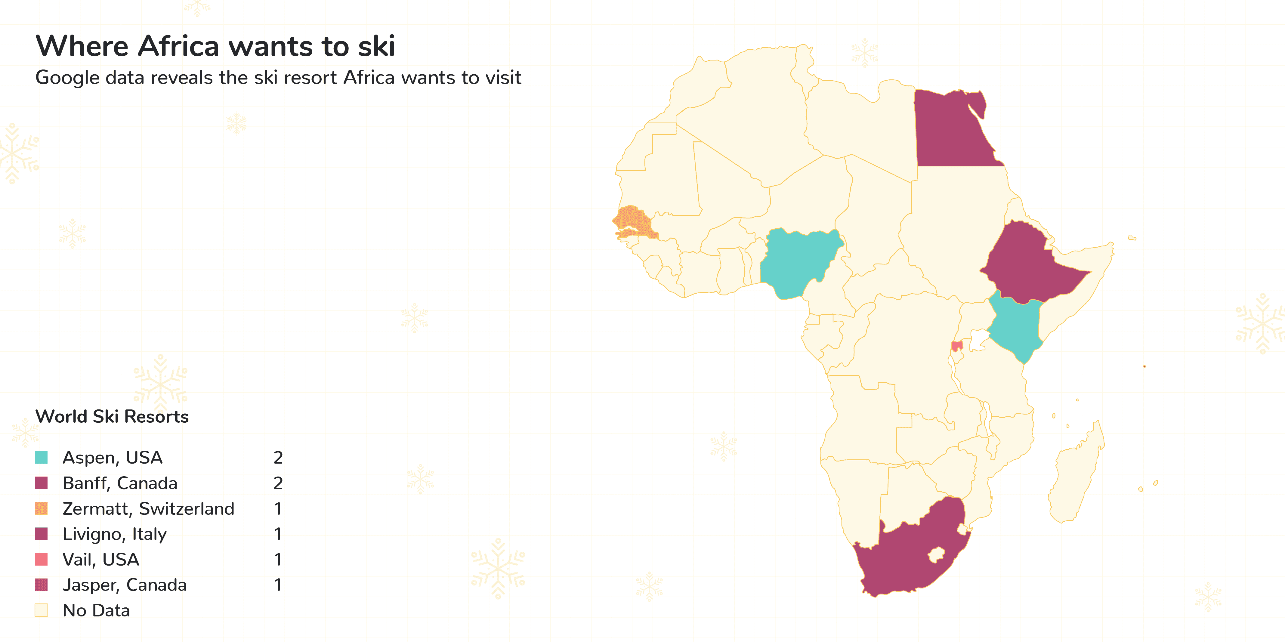 map of africa and where people would like to ski the most