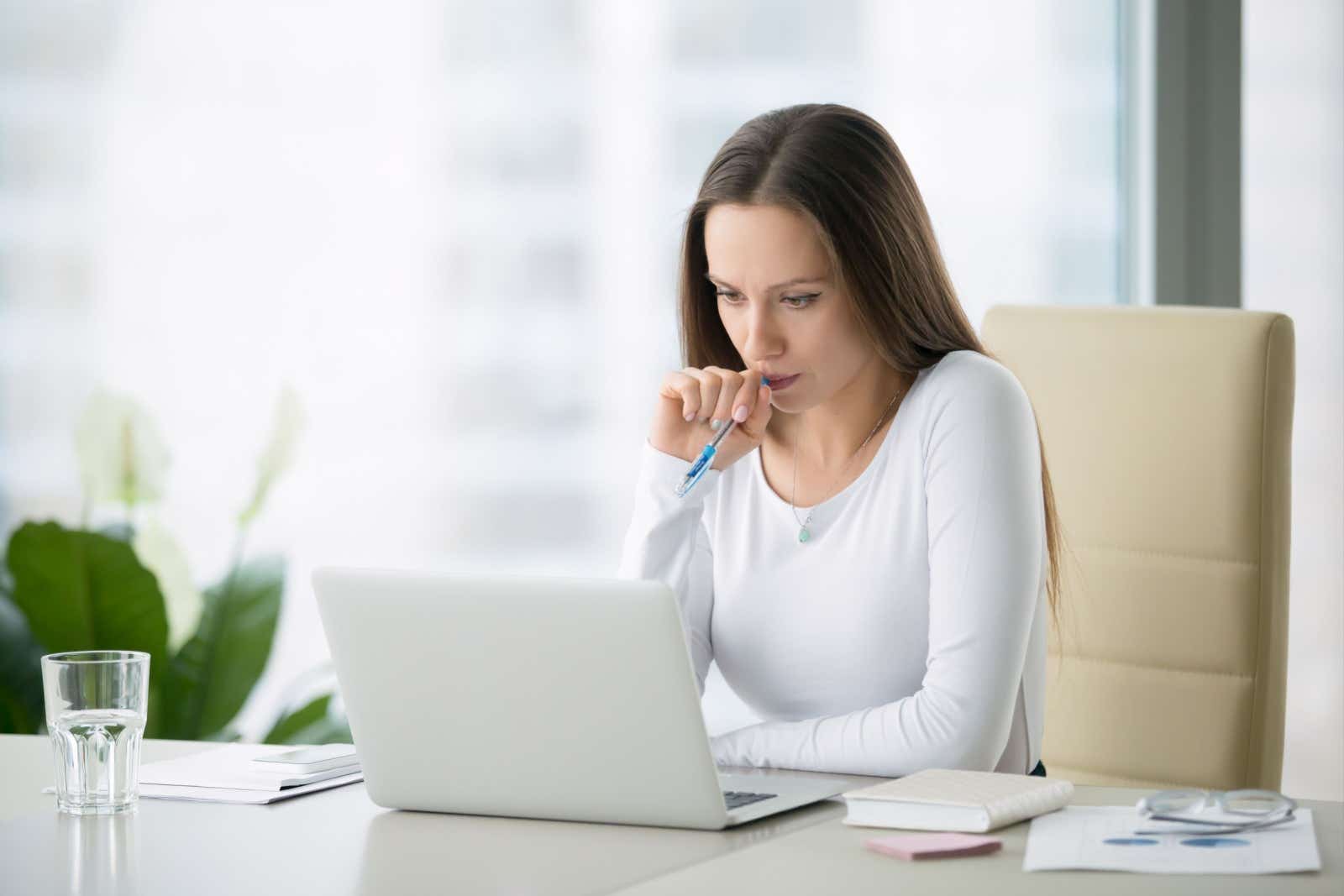 Businesswoman working on her laptop